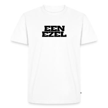 Une typographie TRÈS géométrique en blocs - T-shirt Premium bio Homme - blanc - Devant - Nico (187cm)