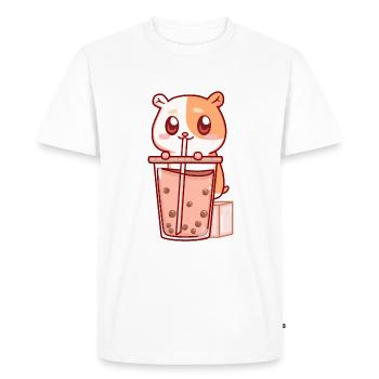 Hamster Boba Thai Milk Tea Bubble Tea Anime Kawaii - Men's Premium Organic T-Shirt - white - Front - Nico (187cm)