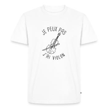 Je peux pas violon - T-shirt Premium bio Homme - blanc - Devant - Nico (187cm)