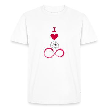 Je t’aime infini avec le doigt - T-shirt Premium bio Homme - blanc - Devant - Nico (187cm)