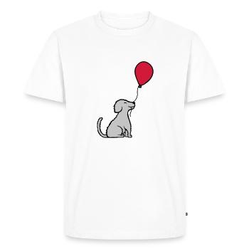 Ballon chien cool assis - T-shirt Premium bio Homme - blanc - Devant - Nico (187cm)