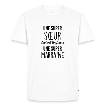 super sœur - super marraine - T-shirt Premium bio Homme - blanc - Devant - Nico (187cm)