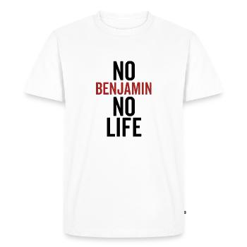 No Benjamin No Life - Men's Premium Organic T-Shirt - white - Front - Nico (187cm)