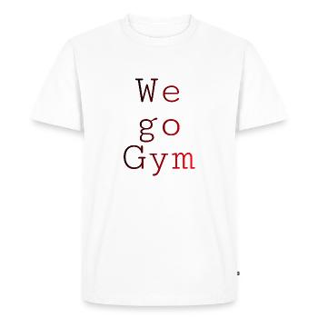 Nous allons au gymnase | Nous nous entraînons !! | Motivation - T-shirt Premium bio Homme - blanc - Devant - Nico (187cm)
