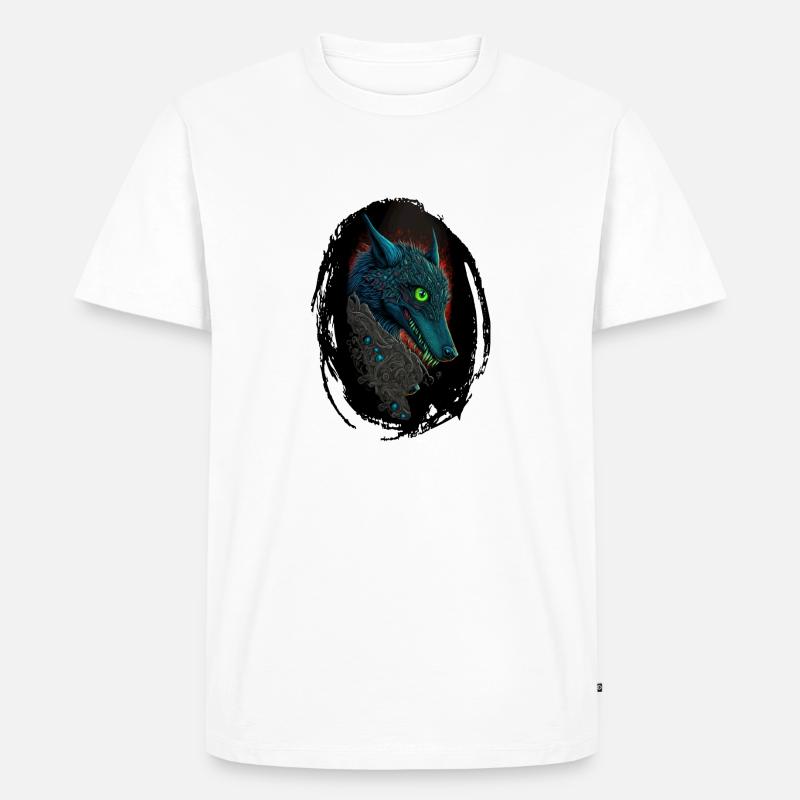 Blauer Gothic Wolf - Männer Premium Bio T-Shirt - Weiß