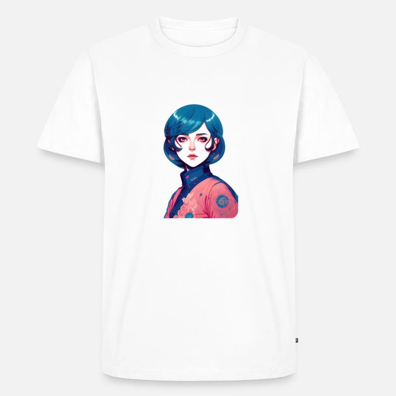 Anime Mädchen - Männer Premium Bio T-Shirt - Weiß