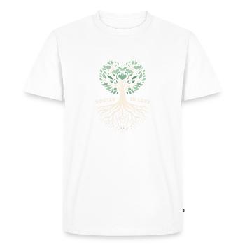 Enraciné dans l’amour : un design d’arbre élégant - T-shirt Premium bio Homme - blanc - Devant - Nico (187cm)