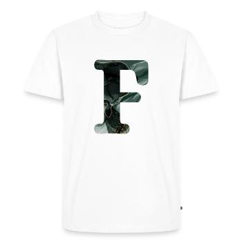 Lettre f marbré vert - T-shirt Premium bio Homme - blanc - Devant - Nico (187cm)