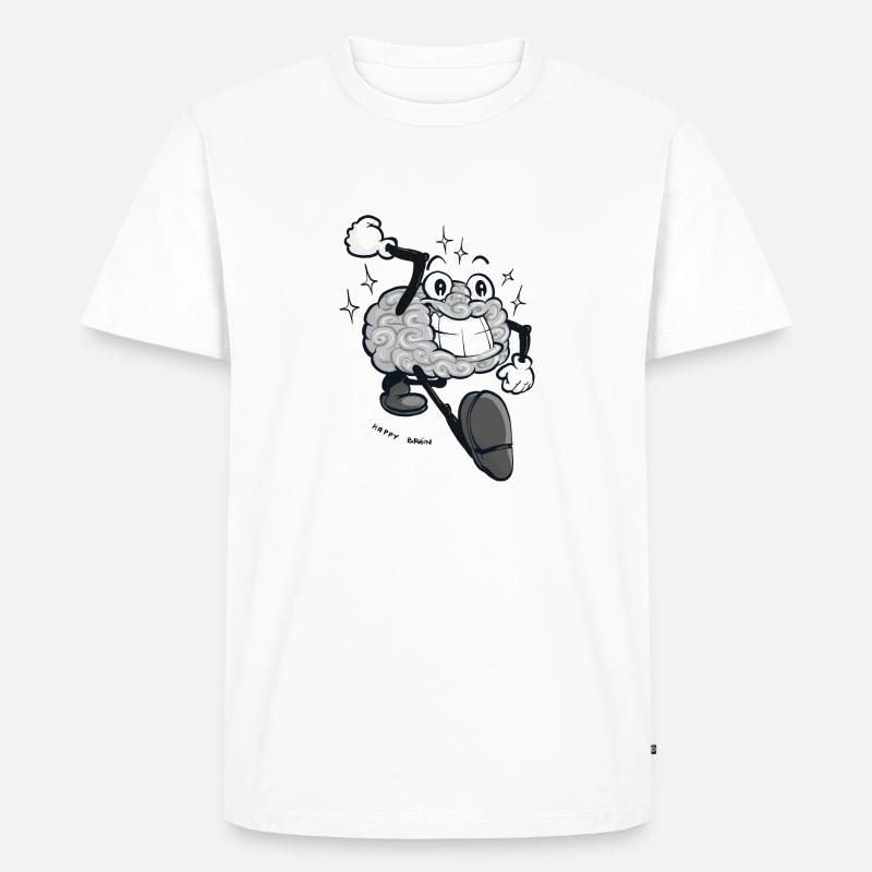 Happy Brain - Graue Version - Männer Premium Bio T-Shirt - Weiß