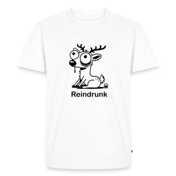 Funny drunk deer - "Reindrunk" Design - Men's Premium Organic T-Shirt - white - Front - Nico (187cm)