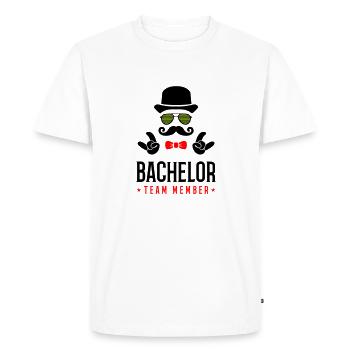 Membre de l’équipe Bachelor - T-shirt Premium bio Homme - blanc - Devant - Nico (187cm)