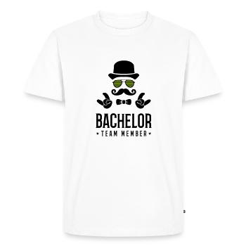 Membre de l’équipe Bachelor - T-shirt Premium bio Homme - blanc - Devant - Nico (187cm)