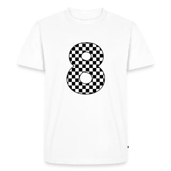 Numéro 8 à carreaux - T-shirt Premium bio Homme - blanc - Devant - Nico (187cm)