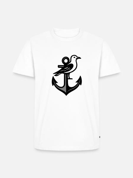 Anker Möwe - Männer Premium Bio T-Shirt - Weiß