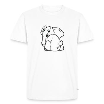 L’éléphant se retourne - surpris, effrayé - T-shirt Premium bio Homme - blanc - Devant - Nico (187cm)