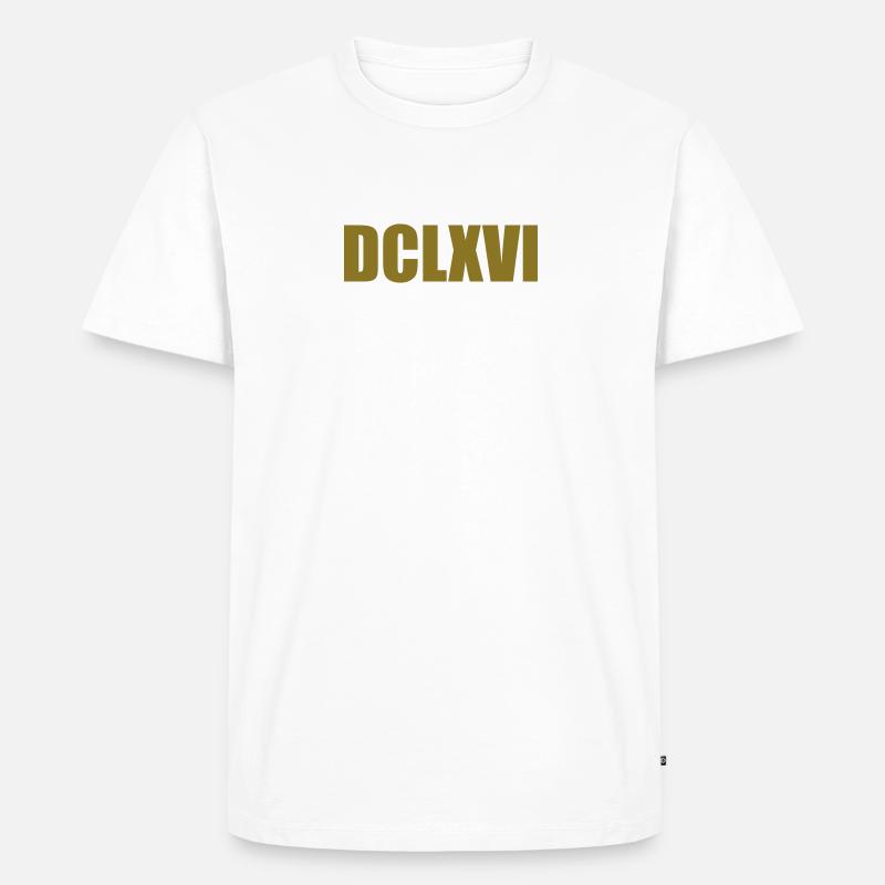 Nerdy Design "DCLXVI" - Römisch 666 - Männer Premium Bio T-Shirt - Weiß