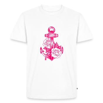 Ancres et roses (rose) - T-shirt Premium bio Homme - blanc - Devant - Nico (187cm)