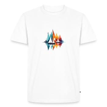 Sailing Sea Calm Tranquil Ocean Outdoors colourful - Men's Premium Organic T-Shirt - white - Front - Nico (187cm)