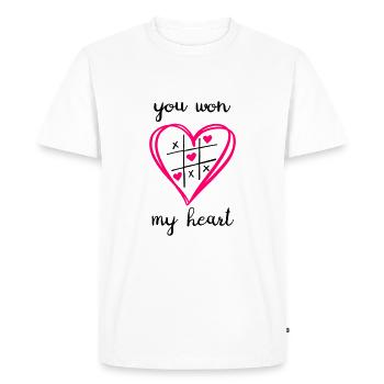 Tu as gagné mon cœur - T-shirt Premium bio Homme - blanc - Devant - Nico (187cm)
