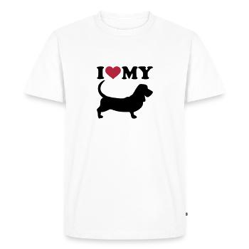 Basset Hound - Men's Premium Organic T-Shirt - white - Front - Nico (187cm)