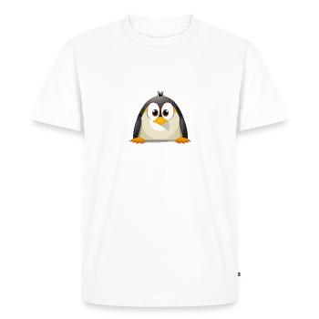 Pingouin Coup d’œil mignon Adorable drôle animal dessin animé - T-shirt Premium bio Homme - blanc - Devant - Nico (187cm)