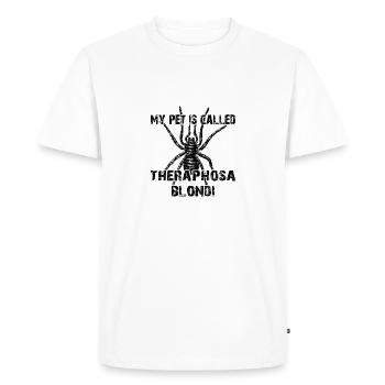 My pet's name is Theraphosa Blondi - Men's Premium Organic T-Shirt - white - Front - Nico (187cm)