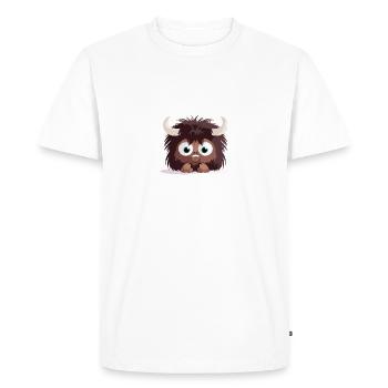 Vache des Highlands Coup d’œil Mignon Adorable Drôle Animal - T-shirt Premium bio Homme - blanc - Devant - Nico (187cm)