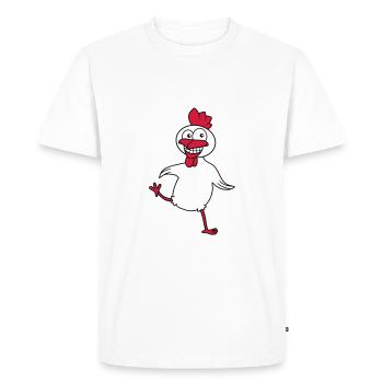 Funny Chicken - Men's Premium Organic T-Shirt - white - Front - Nico (187cm)