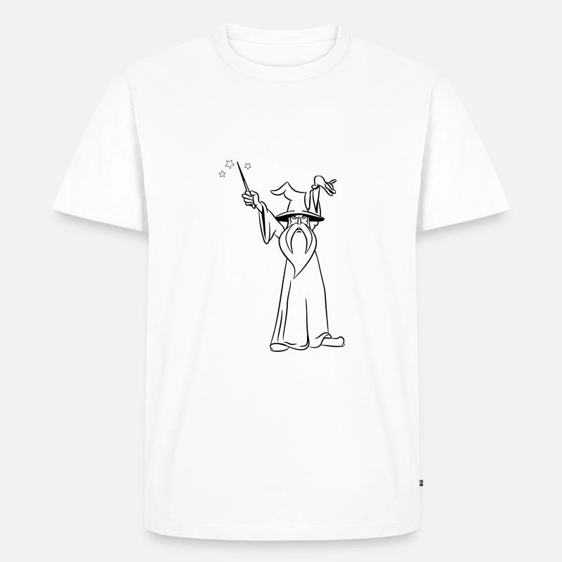zauberer Zauberstab böse angriff - Männer Premium Bio T-Shirt - Weiß