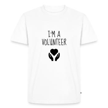 Volunteer Humanitarian Freiwilliger Bénévole - Men's Premium Organic T-Shirt - white - Front - Nico (187cm)