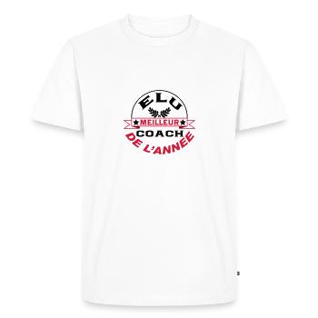 Elu meilleur coach de l'année - T-shirt Premium bio Homme - blanc - Devant - Nico (187cm)