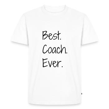 Coach / Coaching / Entraineur / Sport - T-shirt Premium bio Homme - blanc - Devant - Nico (187cm)