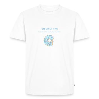 Un beignet par jour, éloigne le médecin ! - T-shirt Premium bio Homme - blanc - Devant - Nico (187cm)