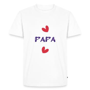 PAPA. FÊTE DES PÈRES. BONNE FÊTE PAPA. BONNE FÊTE - T-shirt Premium bio Homme - blanc - Devant - Nico (187cm)