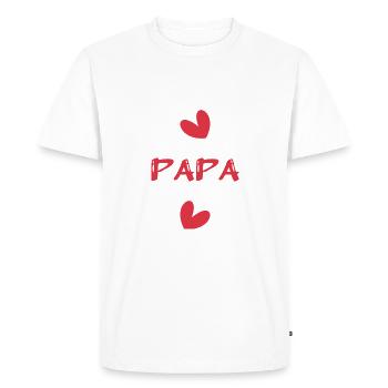 PAPA. FÊTE DES PÈRES. BONNE FÊTE PAPA. BONNE FÊTE - T-shirt Premium bio Homme - blanc - Devant - Nico (187cm)