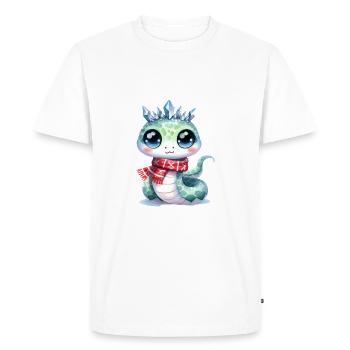 Serpent mignon avec Couronne de cristal de glace - T-shirt Premium bio Homme - blanc - Devant - Nico (187cm)