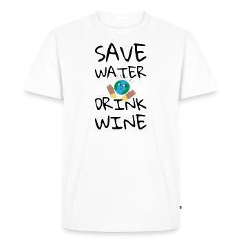Économisez de l’eau, buvez du vin - T-shirt Premium bio Homme - blanc - Devant - Nico (187cm)