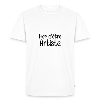 Fier d'être artiste - T-shirt Premium bio Homme - blanc - Devant - Nico (187cm)