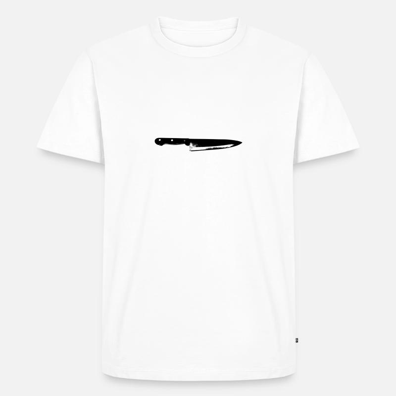 Messer - Männer Premium Bio T-Shirt - Weiß