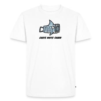 Grate White Shark – animal print - Men's Premium Organic T-Shirt - white - Front - Nico (187cm)