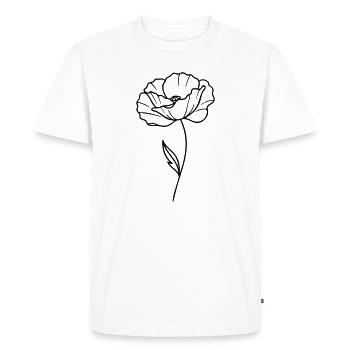 Coquelicot – Graphique linéaire, contours de fleurs - T-shirt Premium bio Homme - blanc - Devant - Nico (187cm)
