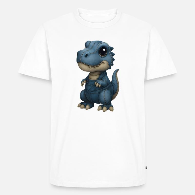 Patchwork Dino Flickenlook - Männer Premium Bio T-Shirt - Weiß