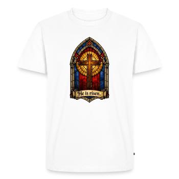 He Is Risen - Men's Premium Organic T-Shirt - white - Front - Nico (187cm)