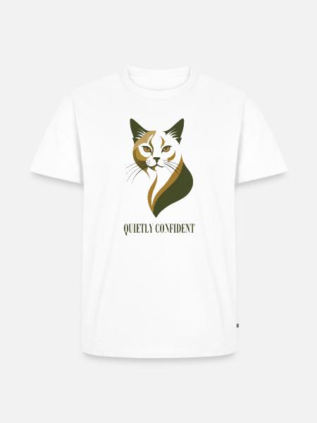 Quietly Confident – Selbstbewusste Katze - Männer Premium Bio T-Shirt - Weiß