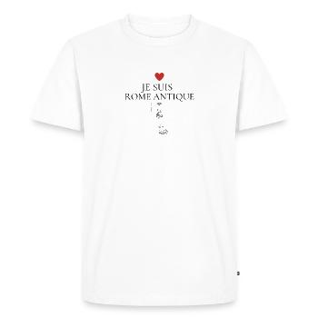 Je suis Rome antique femme debout noir coeur rouge - T-shirt Premium bio Homme - blanc - Devant - Nico (187cm)