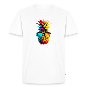 Ananas funky coloré - T-shirt Premium bio Homme - blanc - Devant - Nico (187cm)