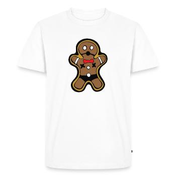 Noël BDSM Pain d’épice cookie man dessin animé - T-shirt Premium bio Homme - blanc - Devant - Nico (187cm)