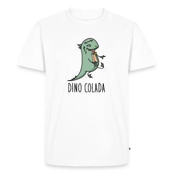 Dino with cocktail - Men's Premium Organic T-Shirt - white - Front - Nico (187cm)