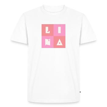Lina Babyname prénom fille rose - T-shirt Premium bio Homme - blanc - Devant - Nico (187cm)