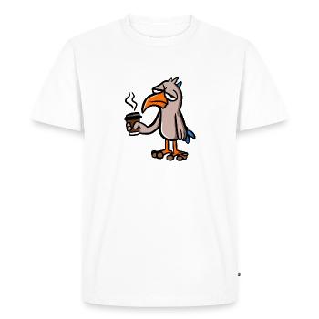 Oiseau fatigué avec du café - T-shirt Premium bio Homme - blanc - Devant - Nico (187cm)